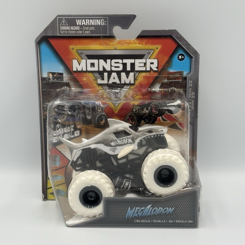 Monster Jam Spin Master Megalodon 2022 Max Contrast Truck‎ With Ramp 1:64 HTF